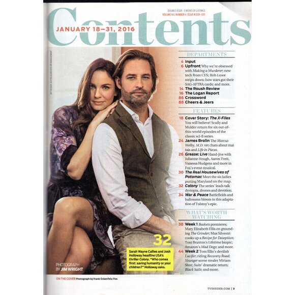 TV Guide Jan. 18-31, 2016 Double Issue X-Files Returns Duchovny & Anderson cover - Picture 2 of 2